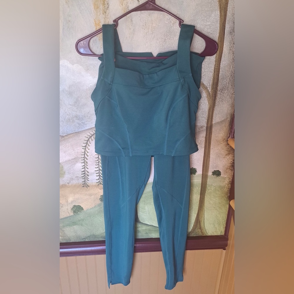 Free People Movement Sports Bra Brami + Leggings SET Dark Green Womens Medium
